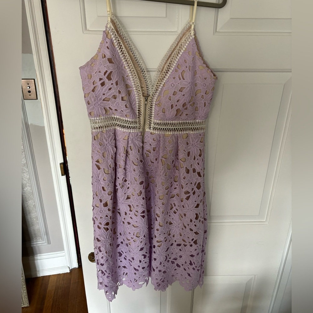 Aqua Lavender Lace Dress, Large - Picture 3 of 5